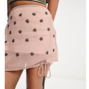 NWT Raga Seeing Stars embellished mini skirt in light pink size XS